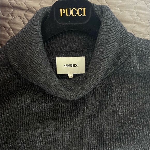 NANUSHKA Canaan Knit Turtleneck Sweater Dress Charcoal - Picture 6 of 7